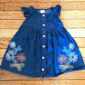 Flower and butterfly denim dress